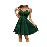 kurface robes de bal de fin d'année à bretelles spaghetti avec col en v et manches courtes pour adolescentes, vert émeraude, 42