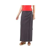 coline - jupe longue portefeuille unie - couleur : taupe - taille unique