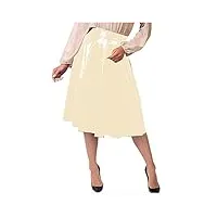 emerze jupe plissée surdimensionnée en pvc pour femme longueur genou couleur unie, beige, xxxxxl