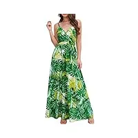 padola robe longue femme ete boheme maxi robe robe de plage chic robe d'été élégante casual sans manche (verte, xxl)