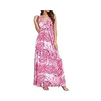 padola robe longue femme ete boheme maxi robe robe de plage chic robe d'été élégante casual sans manche (001 rose, l)