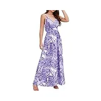 padola robe longue femme ete boheme maxi robe robe de plage chic robe d'été élégante casual sans manche (002 violet, m)