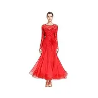 loomlo robe de bal standard pour femme - costume de danse espagnole - robe de soirée élégante, rouge, xxl