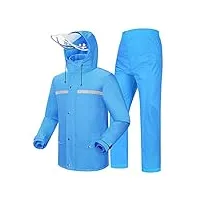 m gyejiaqu combinaison de pluie imperméable et réfléchissante pantalon de pluie extérieur homme/femme blouson léger veste de randonnée（xxl, bleu）