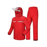 m gyejiaqu combinaison de pluie imperméable et réfléchissante pantalon de pluie extérieur homme/femme blouson léger veste de randonnée（l, rouge）