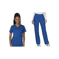 cherokee scrubs for women v-top ww620 pantalon à enfiler à jambe droite taille mi-haute ww110 bleu roi taille xl