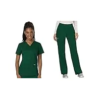 cherokee scrubs for women v-top ww620 pantalon à enfiler à jambe droite taille mi-haute ww110 vert chasseur taille l/l petite taille