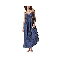 lucky brand robe longue à volants pour femme, bleu nuit, taille xs