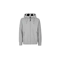 c.p. company diagonale raised fleece goggle hoodie, gris - mélange, xxl