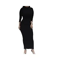 youllyuu robe tunique musulmane abaya avec jupe extensible pour le ramadan du moyen-orient, noir , l