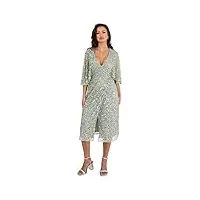 maya deluxe womens midi ladies sequin embellished cape sleeve wrap dress for wedding guest bridesmaid cocktail prom evening robe, green lily, 42 femme