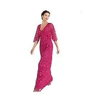 maya deluxe womens maxi dress ladies sequin embellished wrap a-line dress for wedding guest bridesmaid evening prom ball occasion, robe femme, fuchsia,