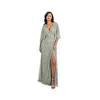 maya deluxe womens maxi dress ladies sequin embellished wrap a-line dress for wedding guest bridesmaid evening prom ball occasion, robe femme, green lily,