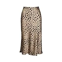 jupe femme léopard midi jupes longues Été caché taille Élastique casual léopard jupe midi jupe, léopard, xs