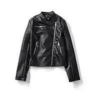 xnhafw femmes cuir noir printemps et automne slim fit col montant all-match veste de moto manteau court (couleur : d, taille : m)