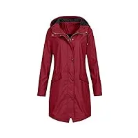 femmes imperméable outdoor plus taille imperméable manteau à capuche imperméable manteau femmes double boutonnage, rouge-1, l