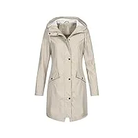 femmes imperméable outdoor plus taille imperméable manteau à capuche imperméable manteau femmes double boutonnage, beige-1., l