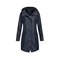 femmes imperméable outdoor plus taille imperméable manteau à capuche imperméable manteau femmes double boutonnage, marine-1, xl