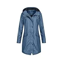 femmes imperméable outdoor plus taille imperméable manteau à capuche imperméable manteau femmes double boutonnage, bleu foncé, xxl