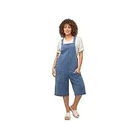 ulla popken femme grandes tailles salopette bermuda aspect jean, jambe large et ligne en a bleu jean 54+ 818158902-54+