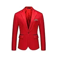 youthup blazer homme à couleur unie veste slim fit un bouton blazer décoré foulard veste de business elégant rouge s