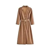 xnhafw ceinture robe en cuir synthétique vintage manches trois quarts boutons pression robes féminines vestidos mujer (couleur : comme indiqué, taille : s)