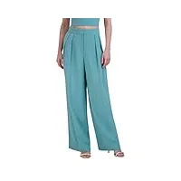 bcbgmaxazria pantalon large à plis pour femme, turquoise, 48
