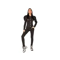 nina carter s397 combinaison en jean pour femme coupe ajustée, noir (s397-1), s