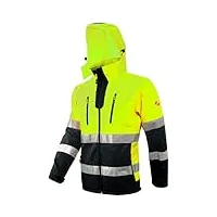 ace neon veste de sécurité - veste de sécurité softshell robuste avec réflecteurs et capuche amovible - en iso 20471 - jaune - l