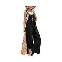 sotrong salopette pour femme - combinaison à jambes larges, poches et bretelles - coupe ample - style bohème - sans manches - tenue d’été, noir , 3xl