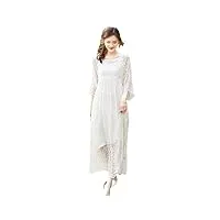 disimlarl robe d'été en soie pour femme - col carré blanc