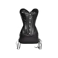 n/a steampunk corset sexy femmes corset robe gothique body shaper mini jupe robe sans bretelles en cuir noir (color : black, size : xxl code)