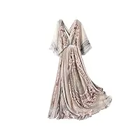 lmtossey robe d'été vintage avec col en v et manches raglan et taille haute élastique, kaki, taille xs