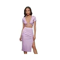 floerns tenue 2 pièces pour femme avec haut court croisé à nouer dans le dos et jupe fendue, lilas/violet, large