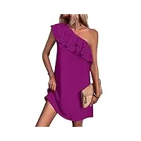 floerns robe tunique asymétrique à volants pour femme, violet, taille m