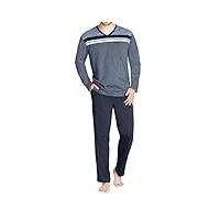 hajo - confort climatique - homme - pyjama - pyjama - infroissable - coton, marine, 54
