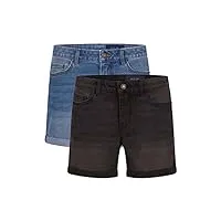 noisy may belucky lot de 2 shorts en jean court pour femme - en denim stretch - en coton - bleu - noir - s m l xl xxl, medium blue & dark grey (27028348), m