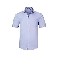 hisdern chemise à manches courtes pour hommes chemise violet décontractée d'été chemise classique à coupe régulière avec poches,m