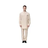 costume bar clubwear streetwear homme musulman vêtement abaya dubai ensemble deux pièces décontracté pour homme avec poche boutonnée et pantalon gilet homme