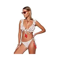 trendyol woman floral knit bikini set maillot de bain, blanc-multicolore, 38 femme