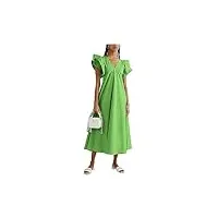 tommy hilfiger co sateen frill dress slvls ww0ww38738 robes évasées, vert (spring lime), 36 femme