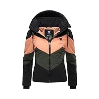 ragwear novva block veste d'hiver matelassée à capuche pour femme xs-xxl, black22, s