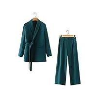 dshgdjf deux pièces ensemble costume femmes mode jacquard vintage tenue décontractée ensemble de bureau pantalons costumes (color : a, size : s code)
