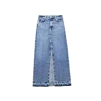 han hong jupes longues en denim pour femme - jupe bleue taille haute - fente longue - jupe boutonnée, jupe en jean., 34