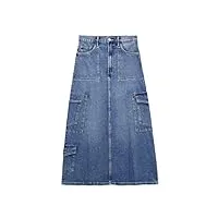 han hong jupe en jean bleu pour femme - jupe longue en jean pour femme - jupe longue taille haute - poches pour femme, jupe en jean., 36