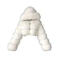 veste courte en fausse fourrure pour femme - manches chaudes - manteau long surdimensionné - manteau ample pour femme - chaud et confortable, blanc, 3xl