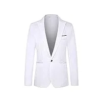 yming blazer de couleur unie pour hommes veste vintage à un seul bouton manteau de costume blazer de costume d'affaires à revers Échancré blanc m