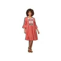 ulla popken femme grandes tailles robe tunique. imprimé ethnique. col tunisien, manches 3/4. orange foncé 46+ 818570514-46+