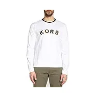 michael kors chemise à manches longues pour homme 100 % coton avec logo kors brodé blanc, blanc, x-large