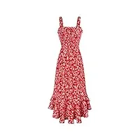 grace karin robe trapèze à fleurs pour femmes maxi sans manches à bretelles spaghetti de vacances l fleurs blanches sur rouge